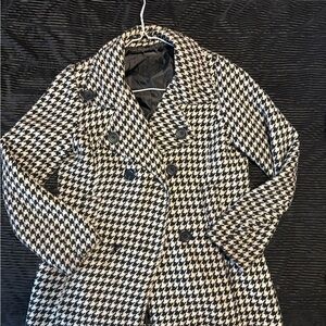 Jou Jou Black and White Houndstooth Pea Coat